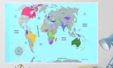 Mappa del mondo XXL a colori da grattare