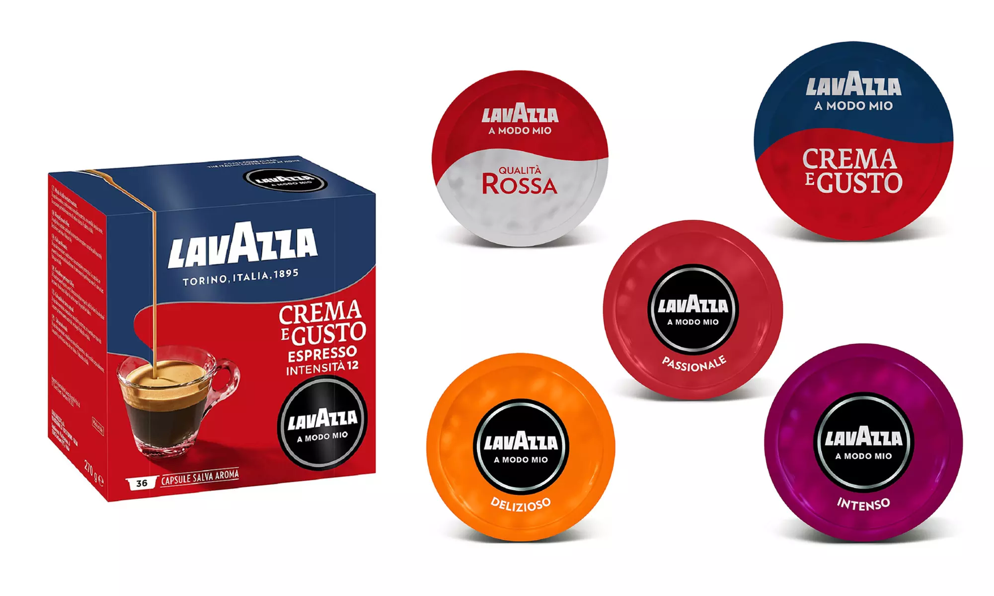 Fino a 432 capsule di caffè Lavazza compatibili A Modo Mio, disponibili in vari gusti - Primary Image