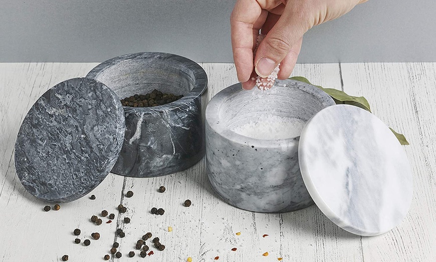 Image 3: Marble Salt and Pepper Bowls Set