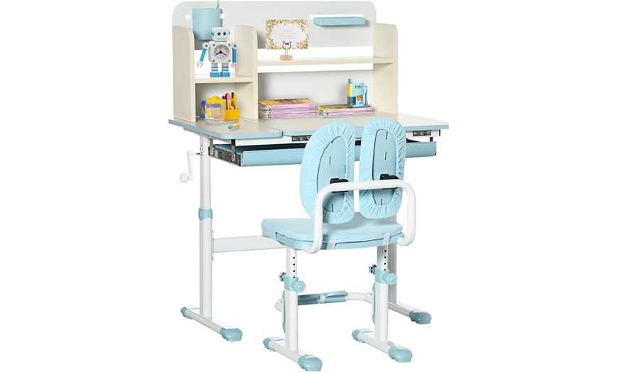 Image 17: HomCom Kid's Desk and Chair Set