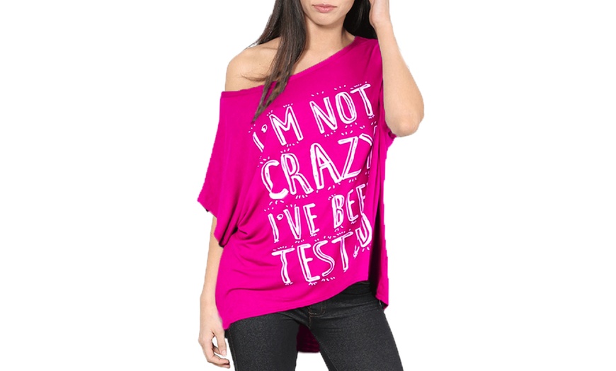 Image 4: Slogan Oversized Batwing Sleeve T-Shirt