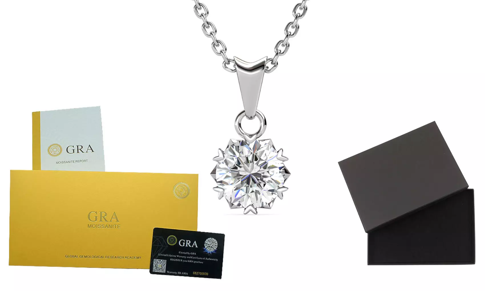 Pendentif en diamant moissanite 1 carat et argent sterling 925 avec ou sans emballage cadeau - Primary Image