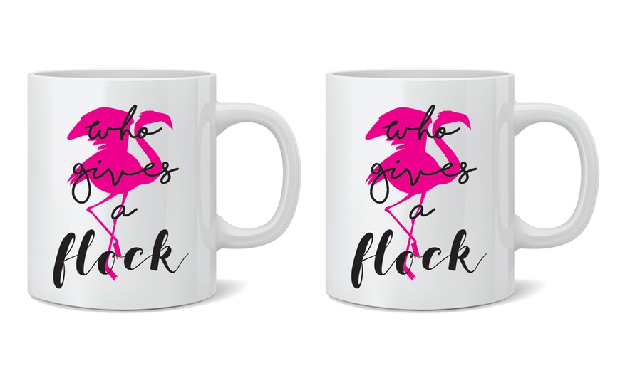 Image 21: One or Two Flamingo Print Mugs