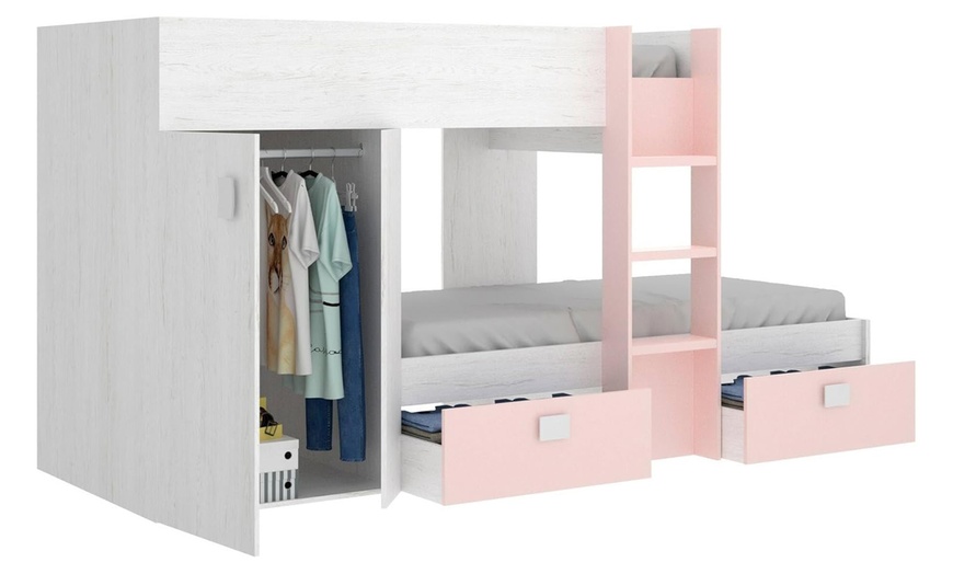 Image 8: Lit superposé pour enfants avec armoire et tiroir