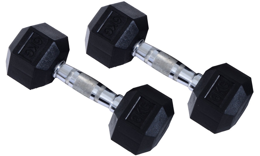 Image 49: Rubber Hexagonal Dumbbells