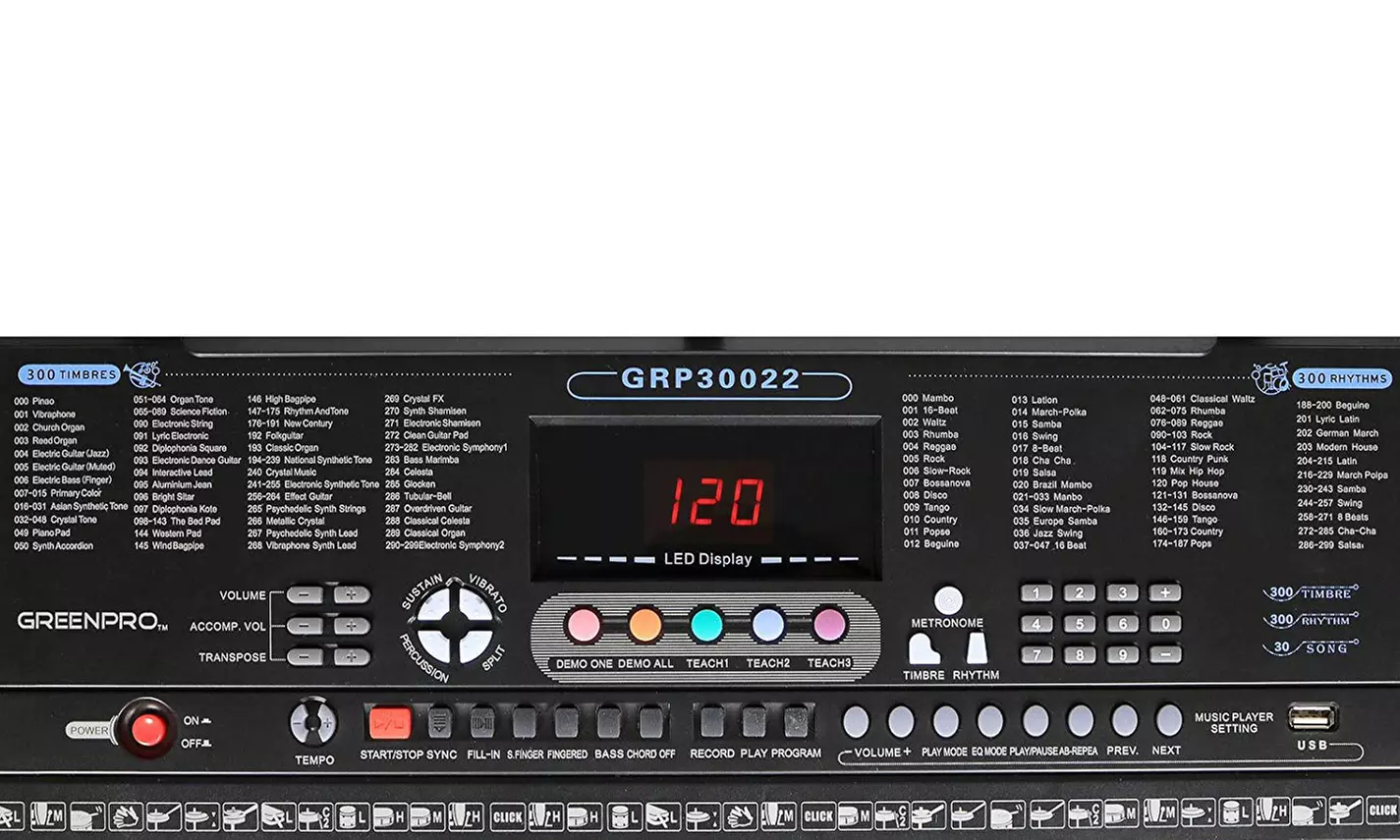 GreenPro GRP30022 61-Key Keyboard with LED Display and Adjustable Stand Kit (4-Piece) - Second Medium