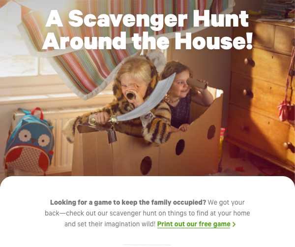 A Scavenger Hunt Around the House!