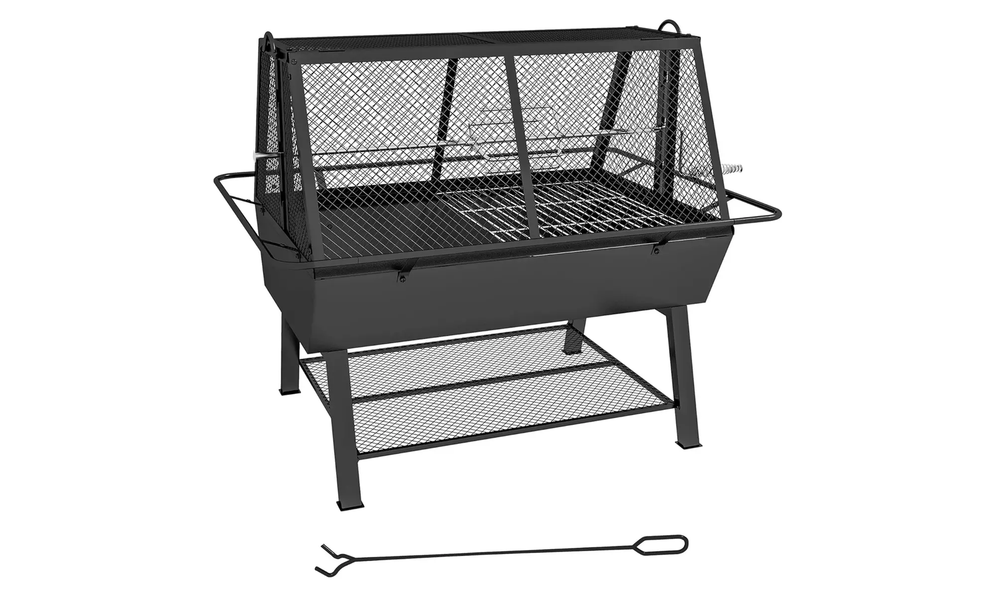 Outsunny 3-in-1 Barbecue Grill and Fire Pit with Cover