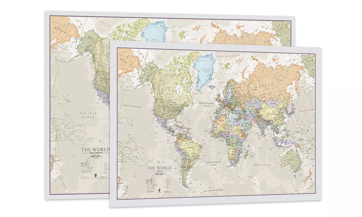 1x oder 2x Weltkarte-Wandposter in der Größe A0 oder A1 - Primary Image