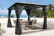 Tonnelle avec toit rigide en polycarbonate, et 4 rideaux en option - Second Medium