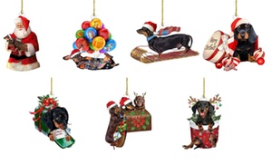 One or Seven Dachshund-Themed Tree Ornaments