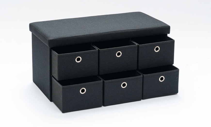 Image 7: Furniture Dealz Sofia Six Drawer Folding Storage Ottoman