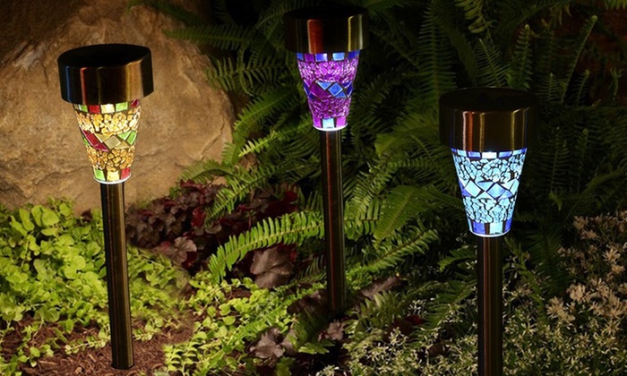 Six Solar Garden Mosaic Lights | Groupon Goods