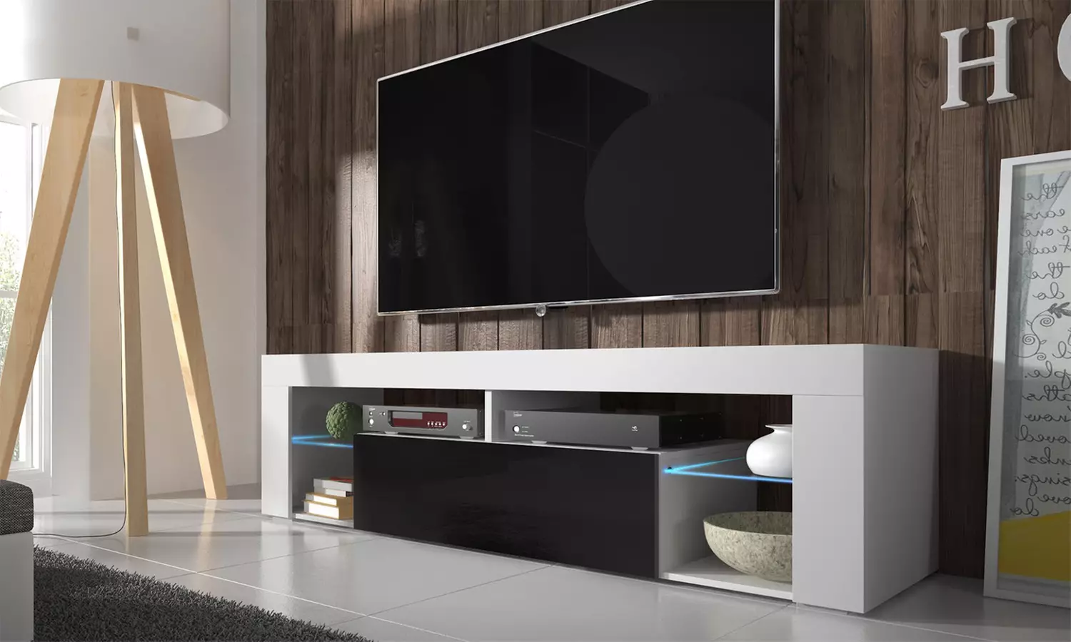 Meuble TV laqué avec ou sans LED, livraison offerte - Primary Image