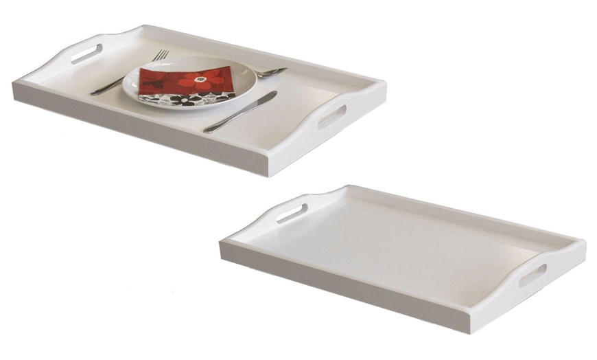 Image 3: White Foldable Wooden Butler Tray