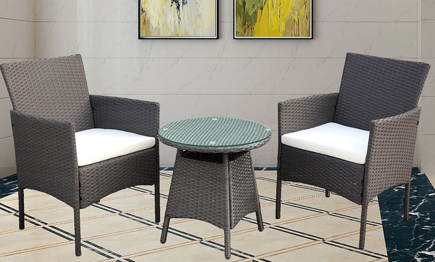 Image 3: Rattan-Effect Bistro Set