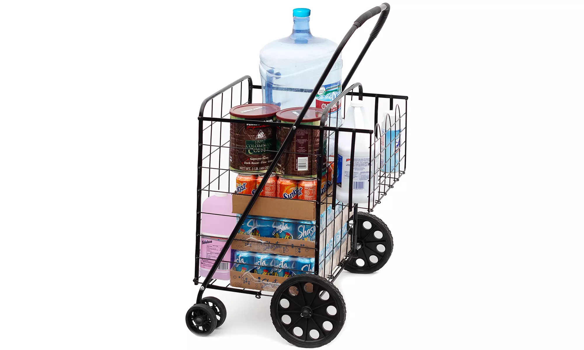 Folding Tote Utility Shopping Cart with Double Basket - Primary Image