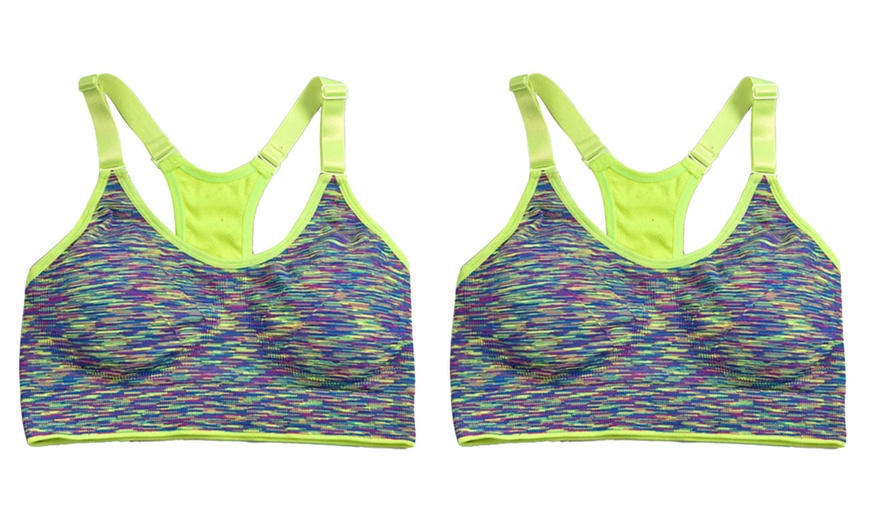 Image 12: One or Two High Stretch Sports Fitness Bras