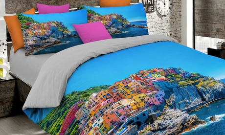 Parure copripiumino matrimoniale Around the World, Made in Italy e disponibile in varie fantasie