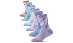  Kids' Thermal Unicorn Socks Six-Pack 