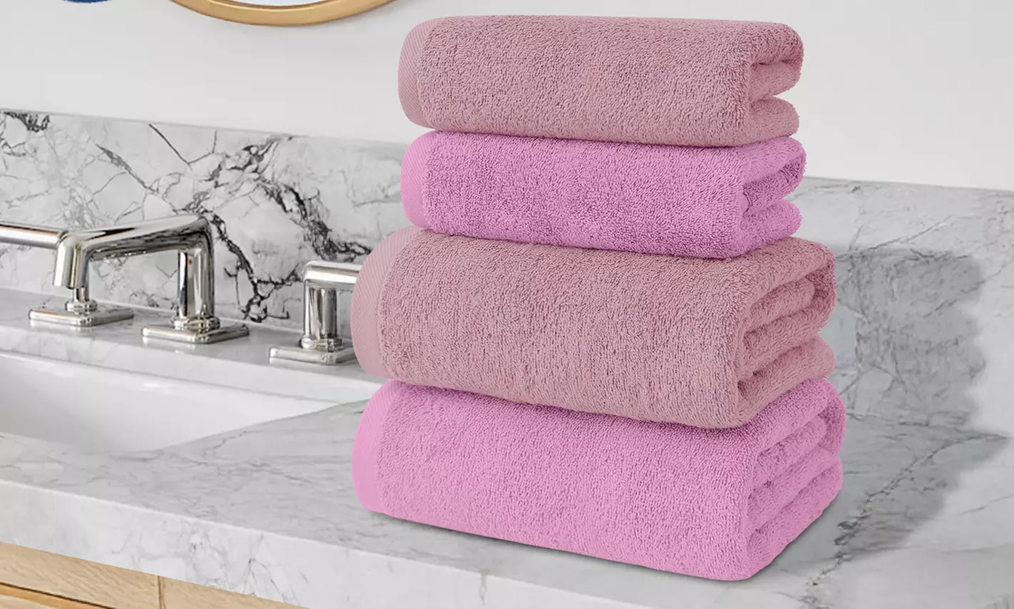 Juego de 4 toallas de baño de algodón en 2 colores