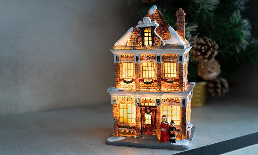 Image 2: One or Two Illuminated LED Resin Christmas Houses