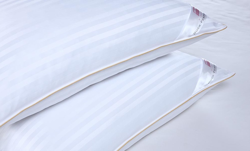 Image 3: Two Duck Feather Satin Stripe Pillows