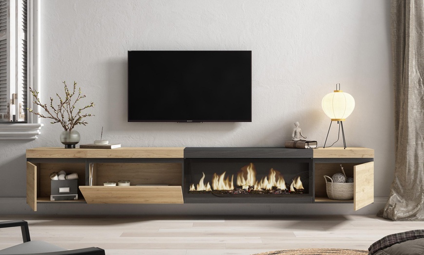 Image 15: Mueble TV '' Cozy'' con Chimenea Eléctrica XXL opcional y almacenaje