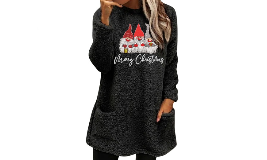 Image 5: Womens Gnome Christmas Pullover Fleece