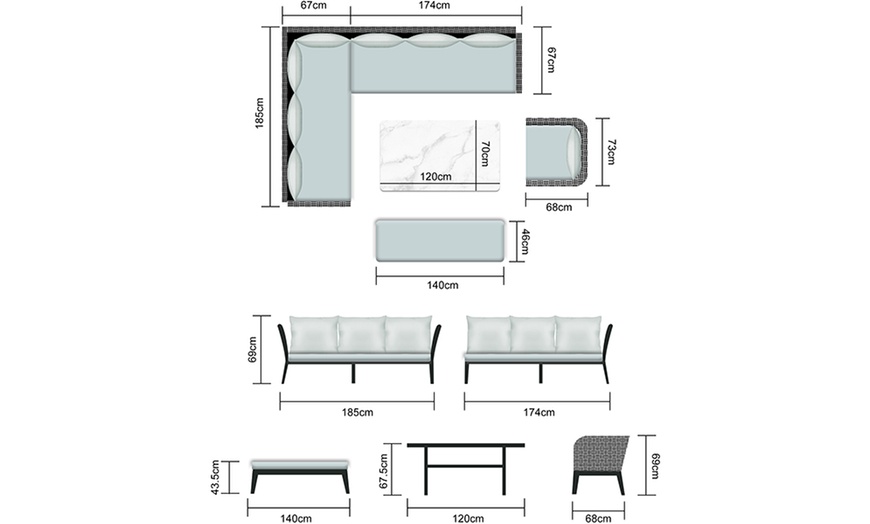 Image 7: Modern Grey String Weave Nine-Seater Patio Set