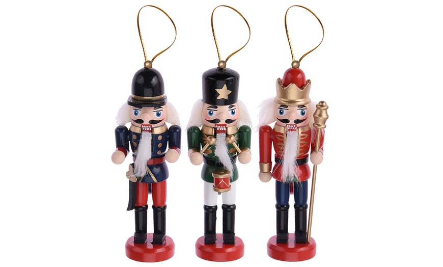 Image 3: Set of Three Nutcracker Tree Ornaments