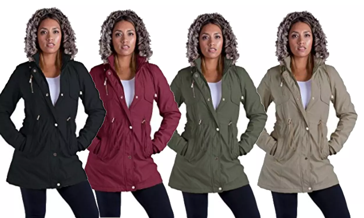 Lee Hanton Women's Sherpa-Lined Military-Style Parka Jacket - Primary Image