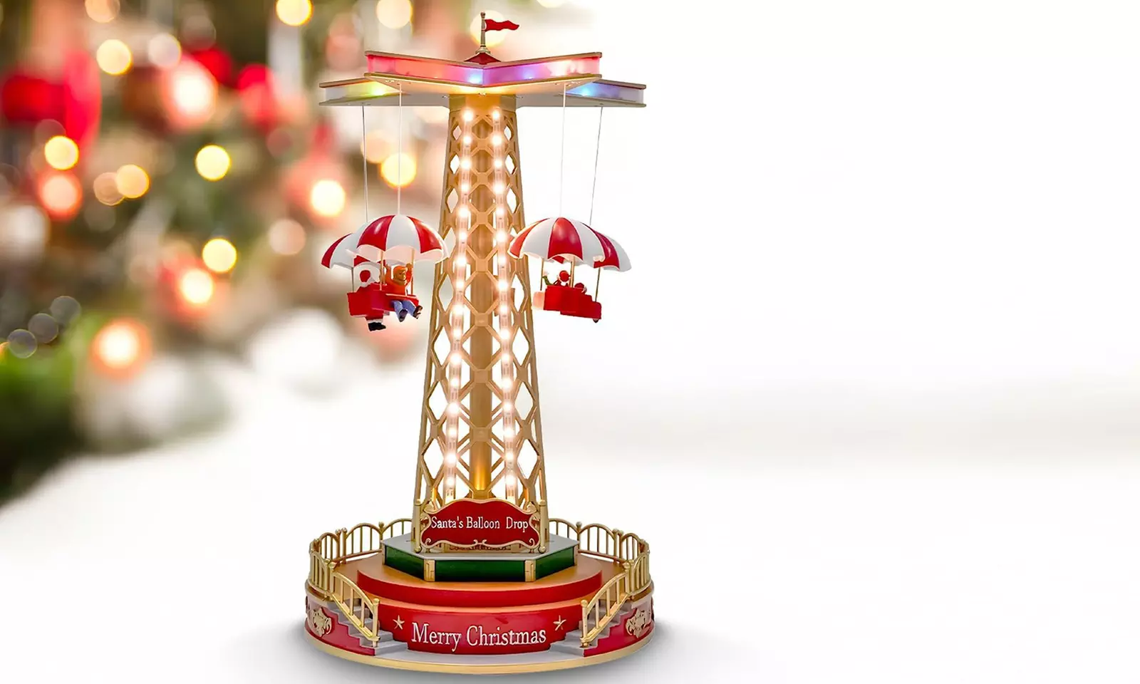 Weihnachtliche Szene mit Musik und Beleuchtung