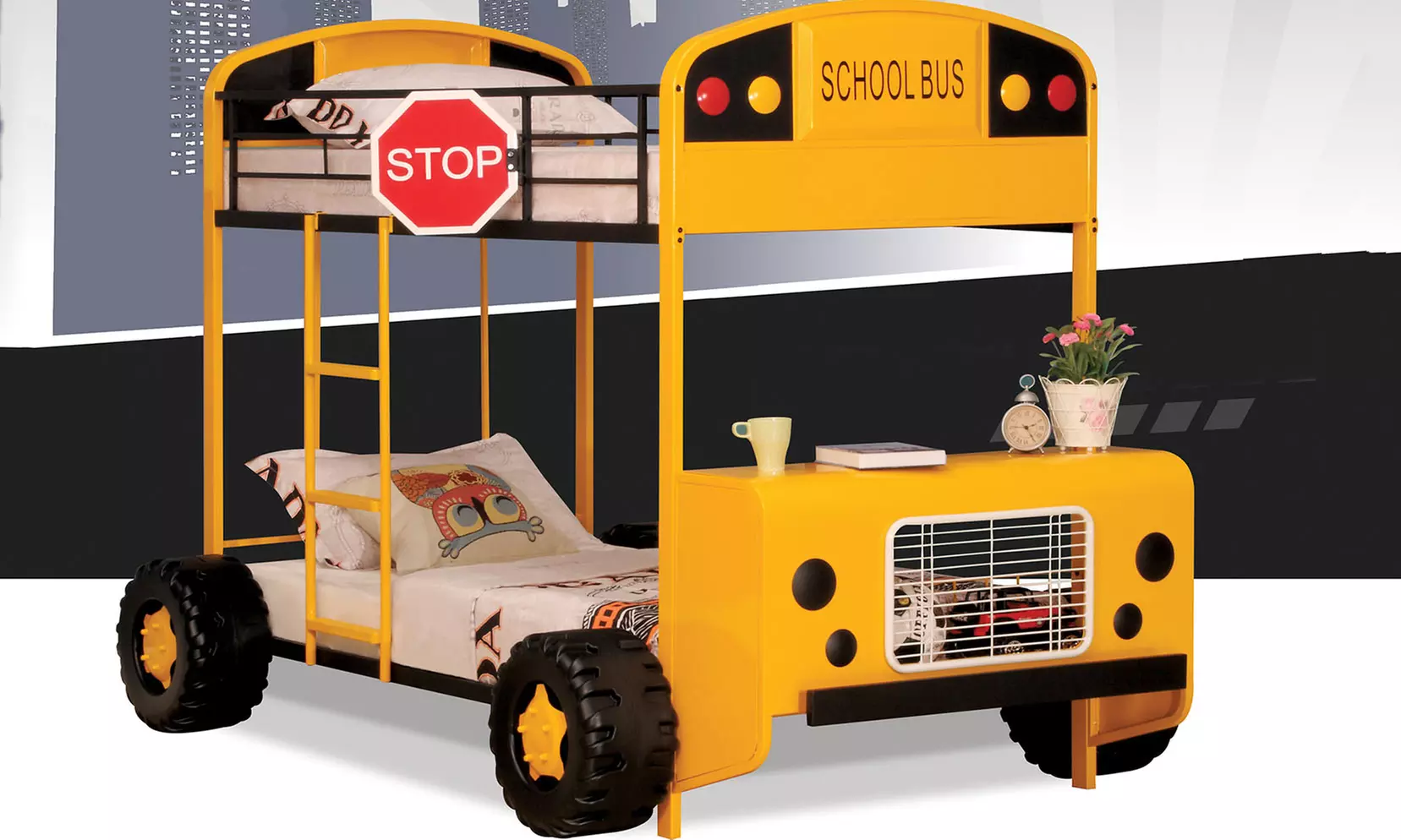 Twin-size School Bus Bunk Bed - Primary Image