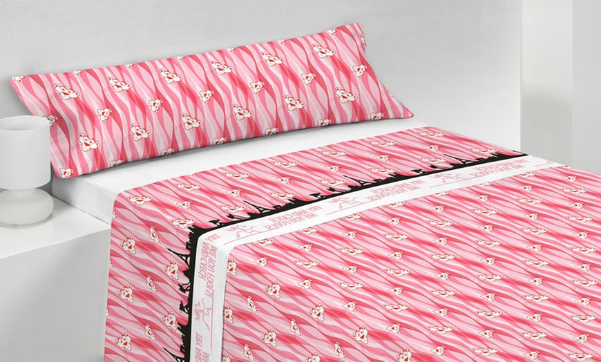 Image 3: Pink Panther 90cm Bedding