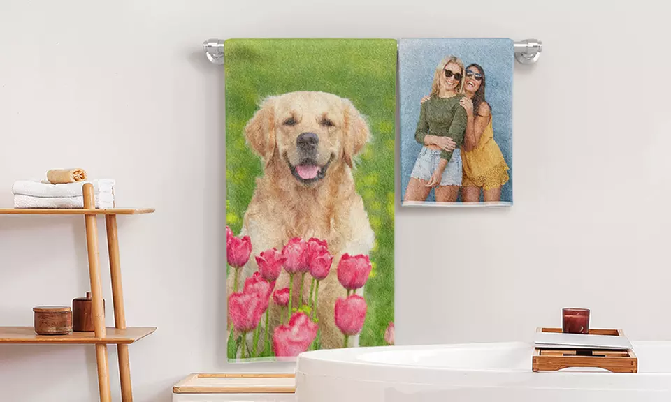 1x oder 2x Strand-/Badetuch oder Stofftaschemit eigenem Foto