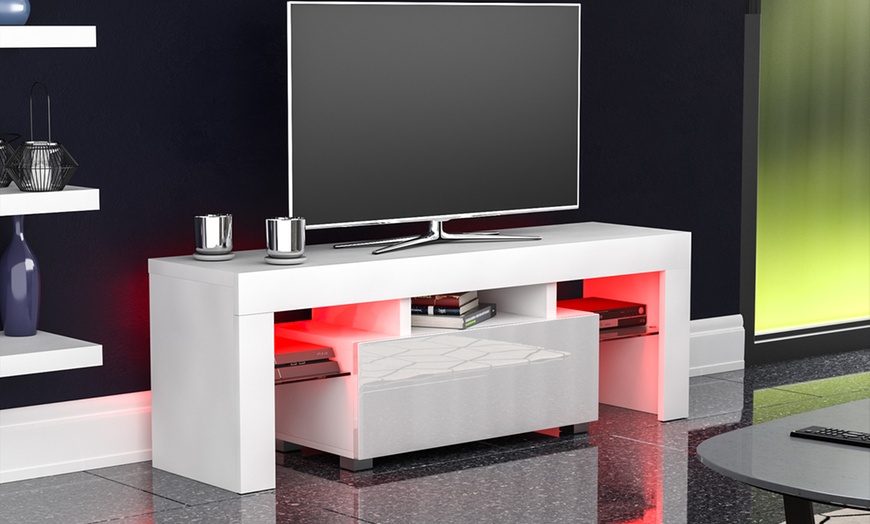 Image 4: High Gloss One-Drawer LED TV Unit