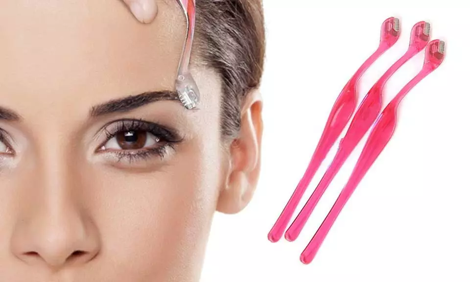 1x, 2x oder 3x 3er-Set praktischer Augenbrauen-Rasierer in Pink - Primary Image