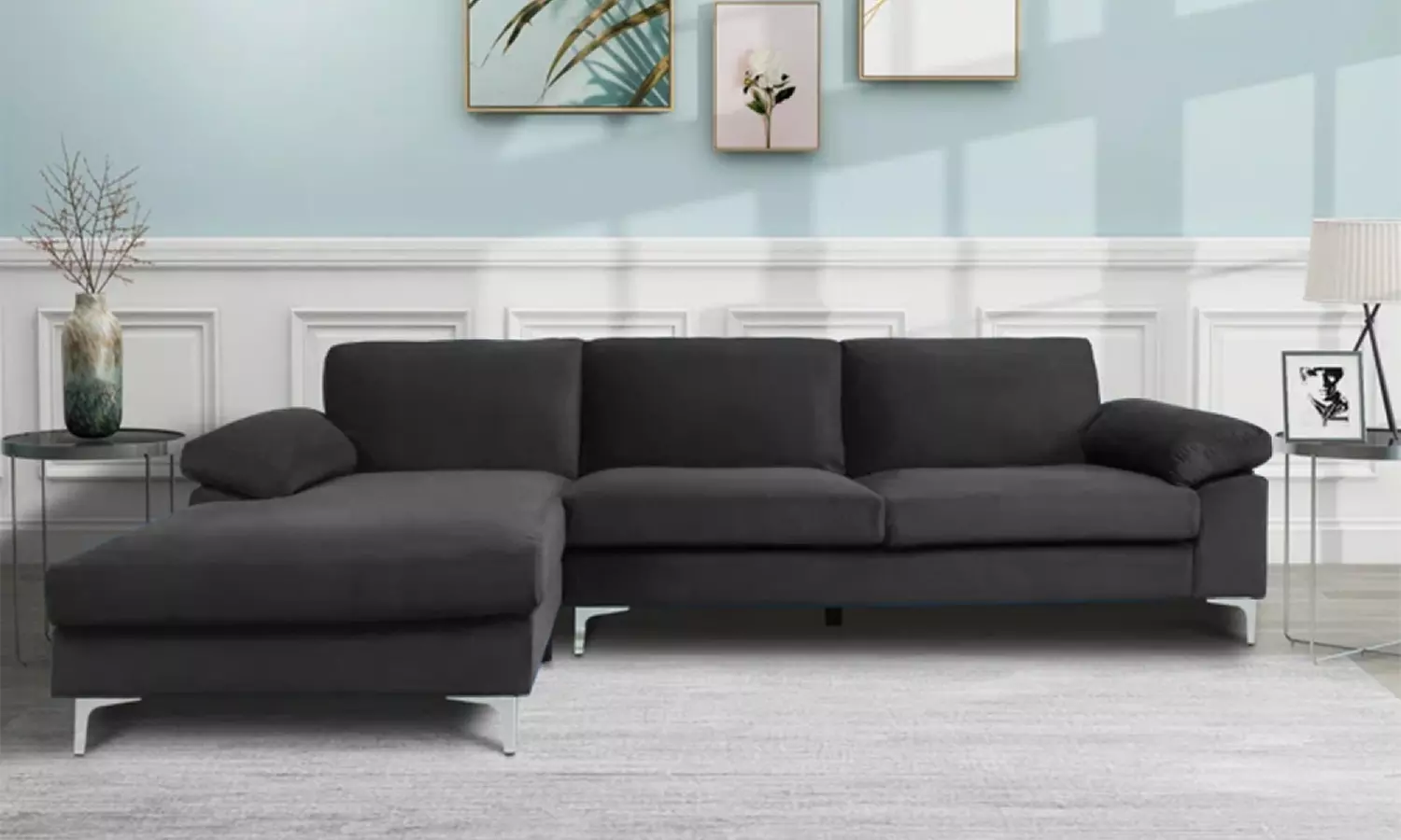 Canapé d'angle "South" 4-5 places avec revêtement velours de Kocoon Paris, livraison offerte - Primary Image