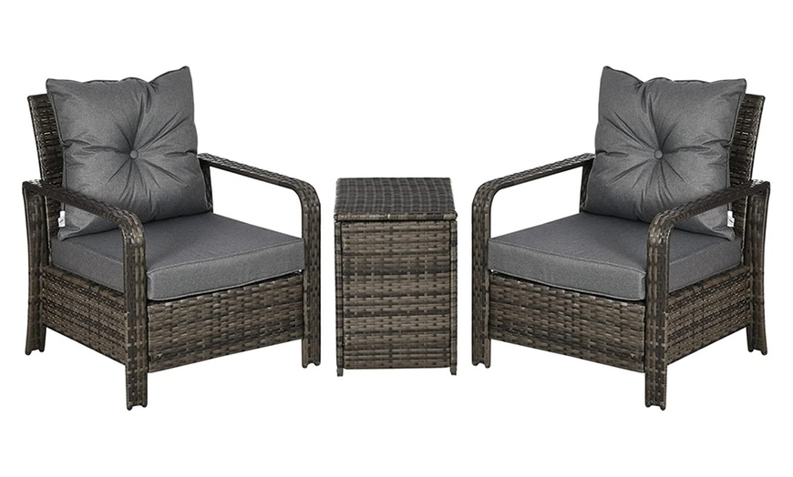 Image 8: Outsunny 3-Piece Rattan Effect Bistro Set