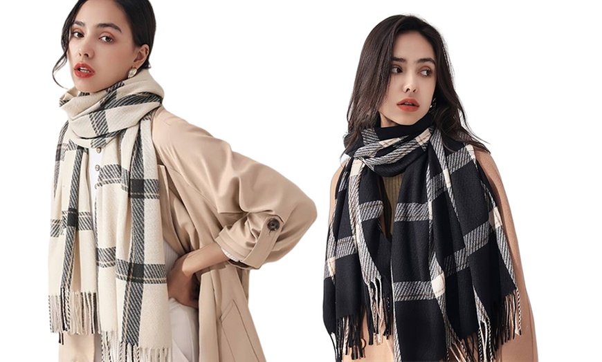 Image 11: One, Two or Three Packs of Soft Winter Checked Scarves