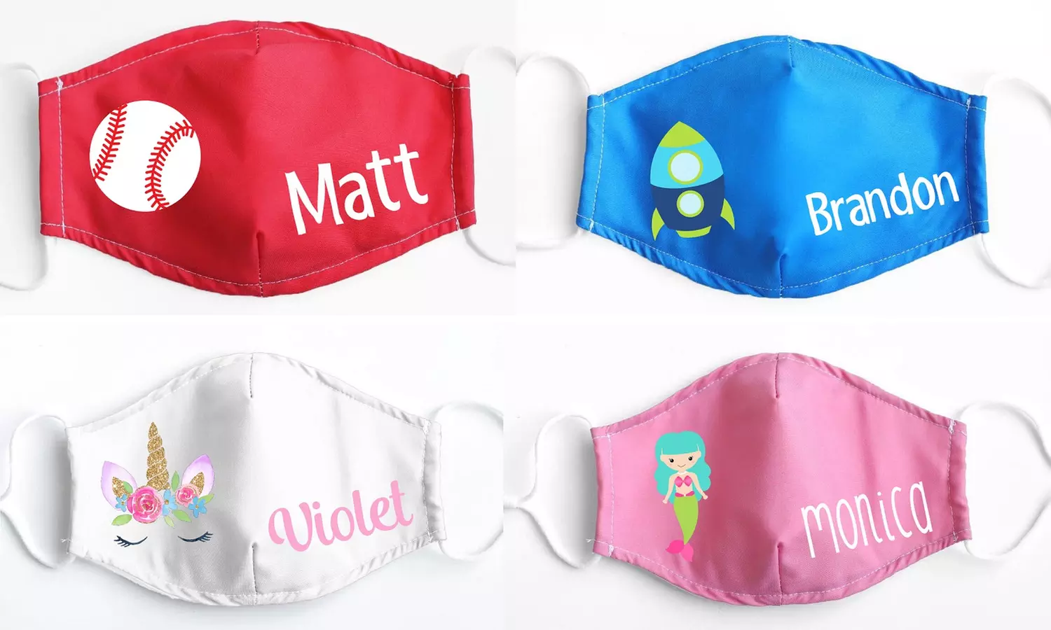Non-Medical Personalized Kids Cloth Face Masks from VioletFox (Up to 52% Off). Four Options Available. - Primary Image