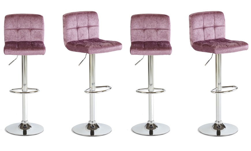 Image 11: Two Crushed Velvet Bar Stools