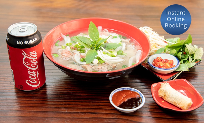 Image 1: Pho with Spring Roll & Soft Drink