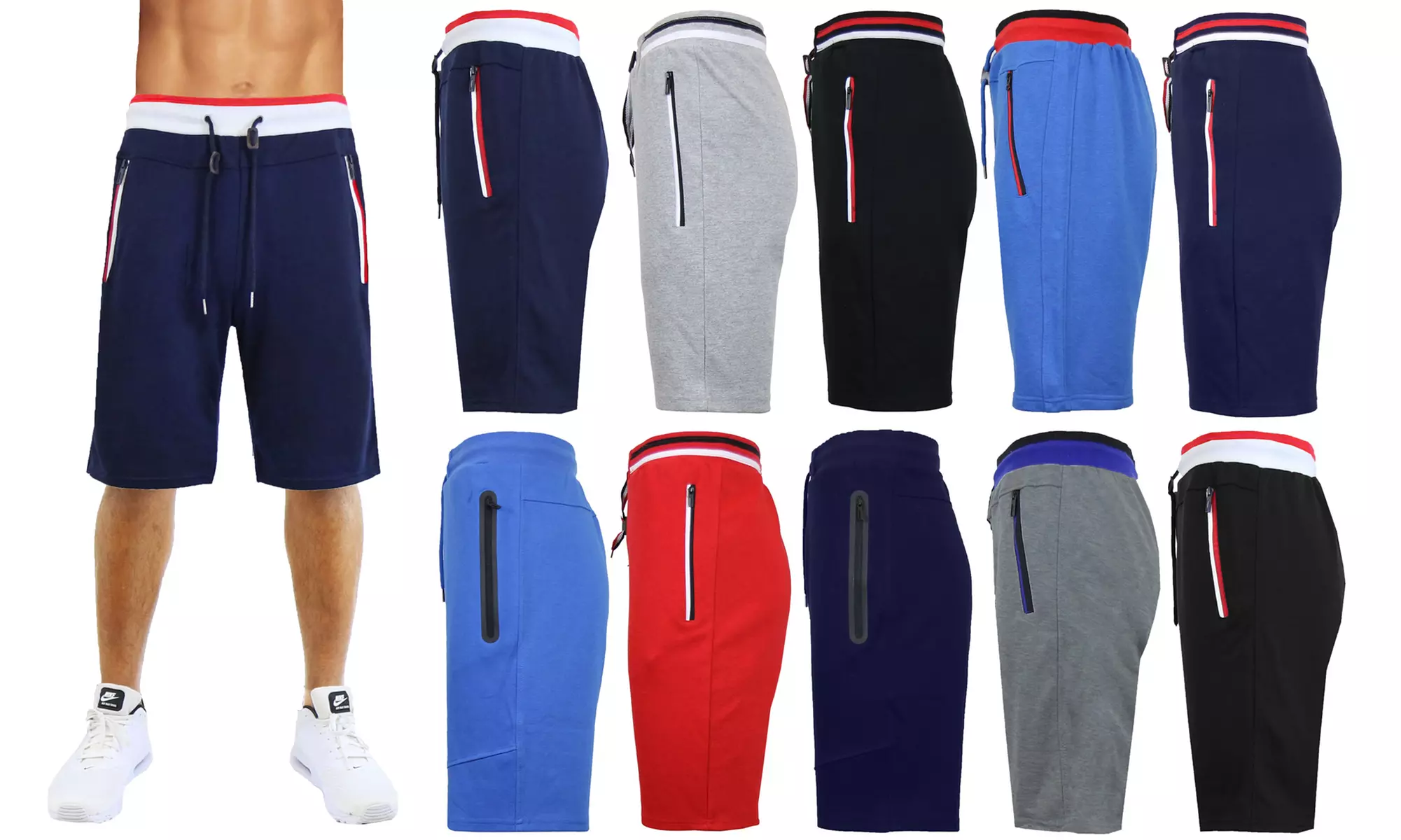Men's Tech Jogger Shorts with Zipper Side Pockets (S-2XL) - Primary Image