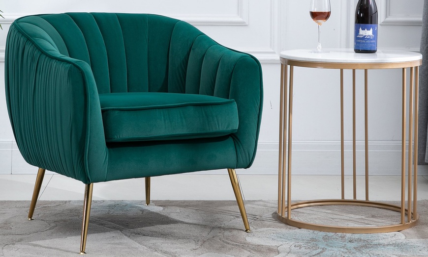 Image 2: HomCom Emerald Green Armchair