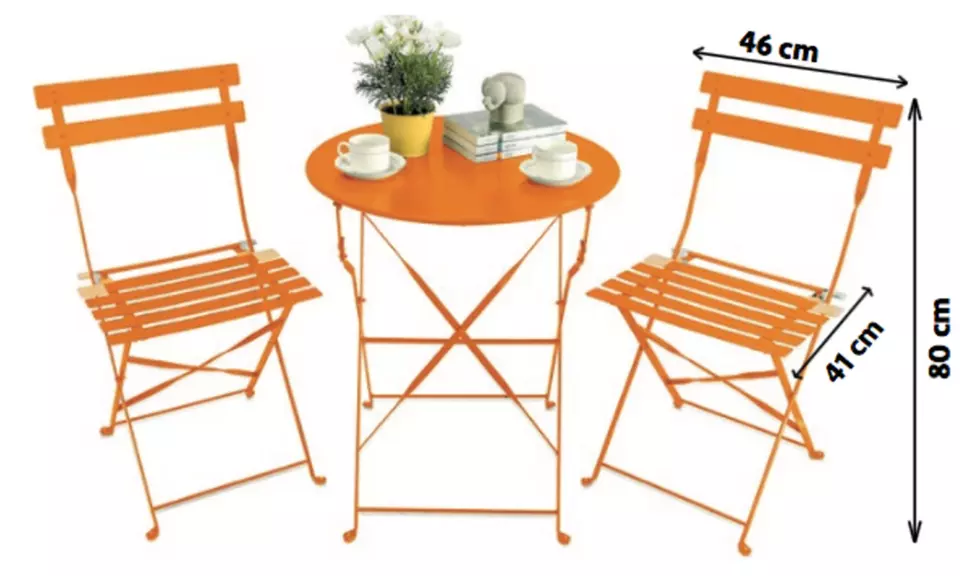 Set tavolo e due sedie bistro matera arancio, area relax per giardino ed esterno - Image 6