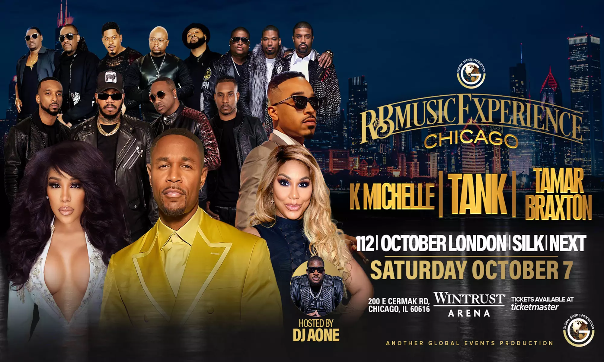 Chicago R&B Music Experience W/ Tank, Tamar Braxton, K. Michelle, October London, 112, SILK, & Next on October 7 at 8 PM - Primary Image