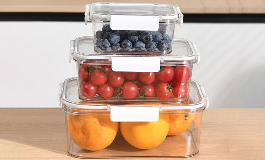 Image 2: Three-Piece Transparent Stackable Bento Lunch Box Set