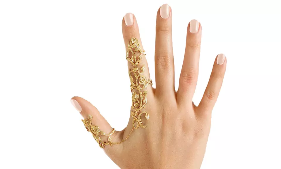 1x oder 2x Doppel-Ring für Zeigefinger und Daumen im Blumen-Design in Silber oder Gold - Second Medium